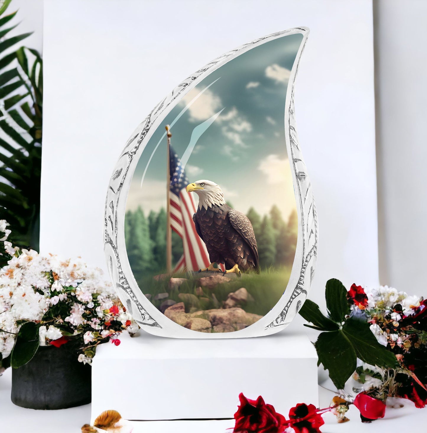 Elegant 10-inch Eagle Cremation Urn; large
