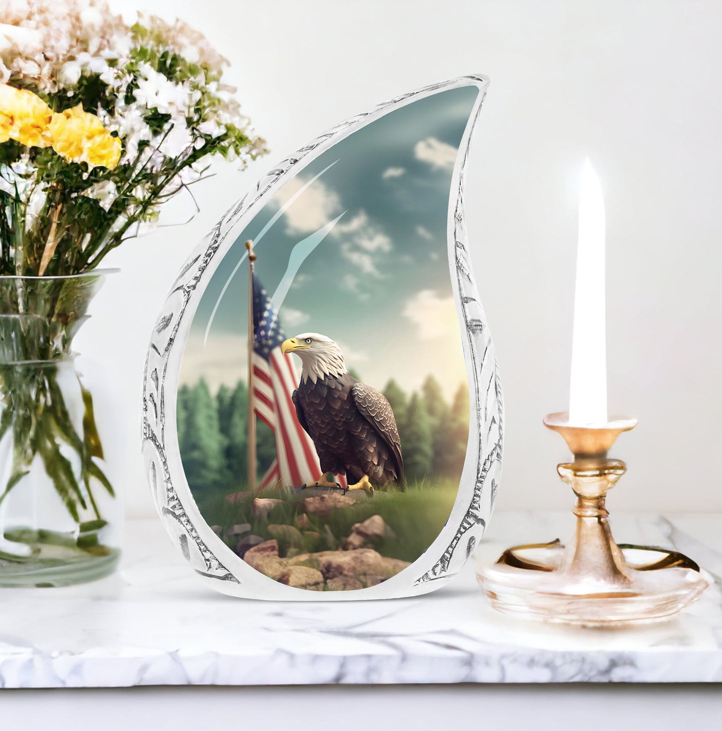 Elegant 10-inch Eagle Cremation Urn; large