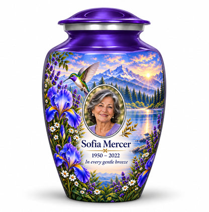 Purple Hummingbird Urn with Personalization and Keepsake | Yatskia