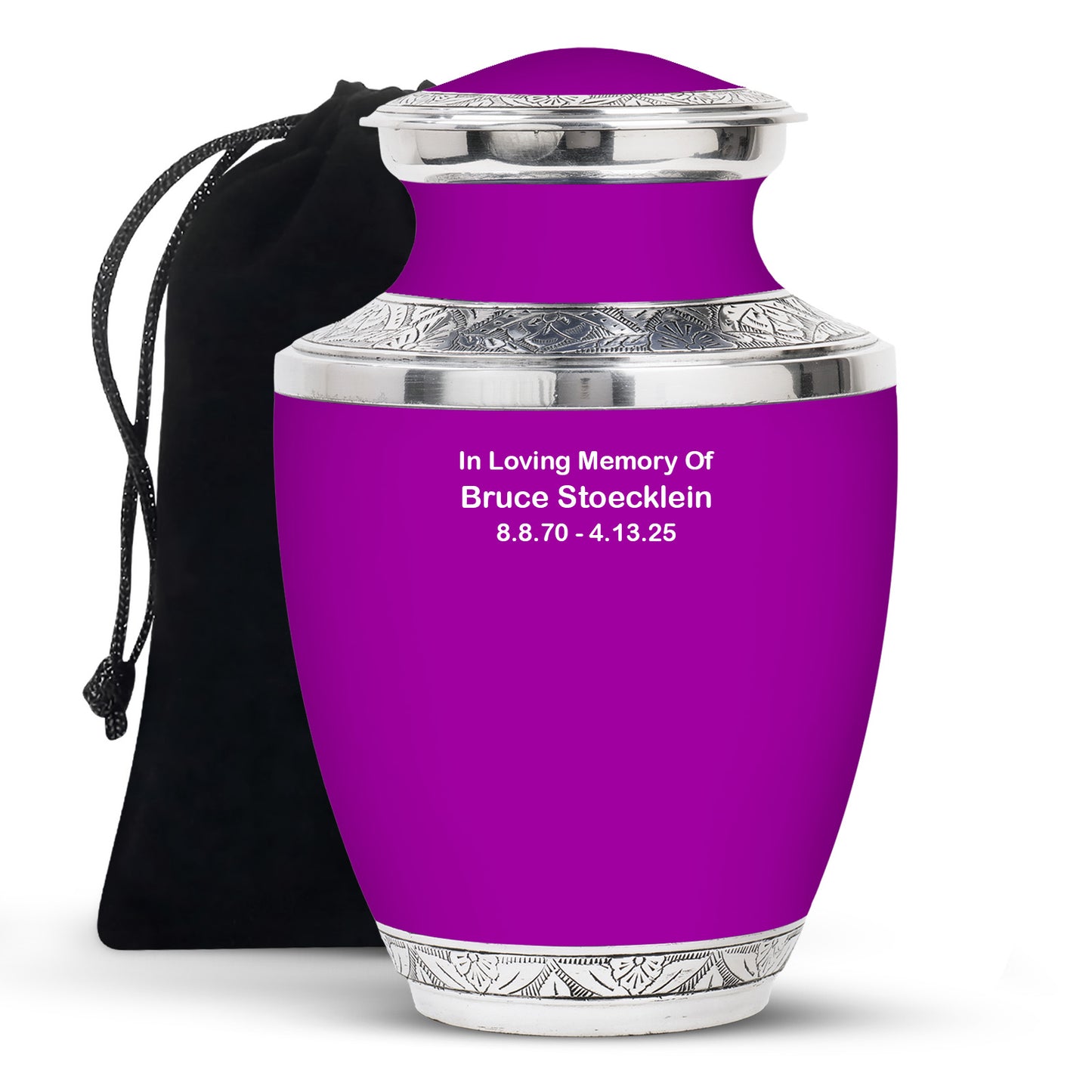 Purple Personalized Artistic Memorial Urn for Human Ashes - 10-inch, 200 cu in - Yatskia