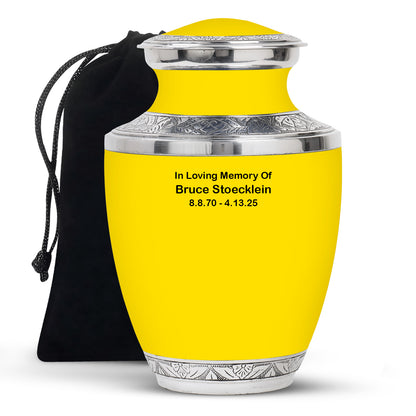 Gold Personalized Artistic Cremation Urn for Human Ashes - 10-inch, 200 cu in - Yatskia