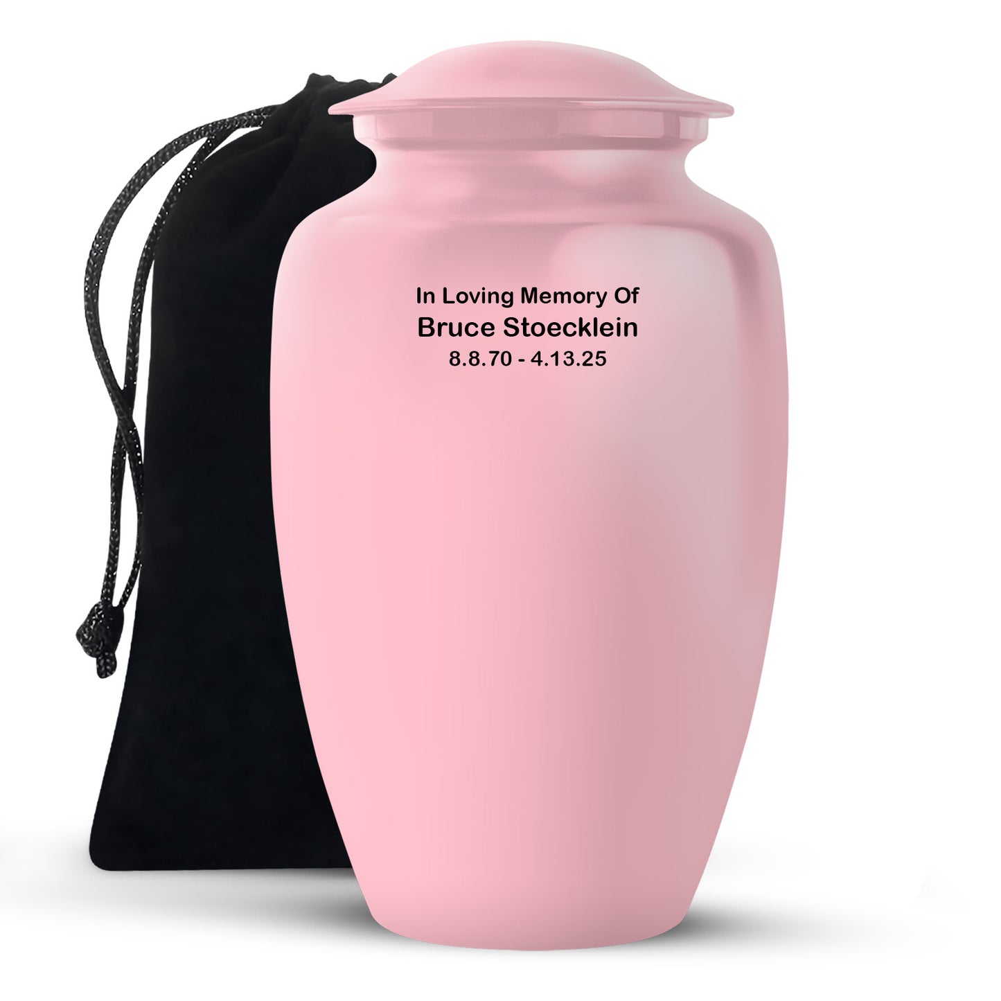 Pink Personalized Artistic Cremation Urn for Human Ashes - 10-inch, 200 cu in - Yatskia