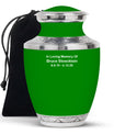 Green Custom Urn for Ashes – Personalized Plain Memorial Urns for Adults