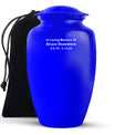 Plain Blue Cremation Custom Urn For Ashes - Large 10