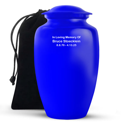 Blue Personalized Artistic Cremation Urn for Human Ashes - Yatskia