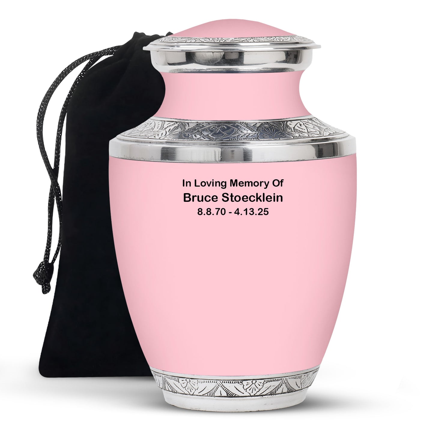 Pink Personalized Artistic Cremation Urn for Human Ashes - 10-inch, 200 cu in - Yatskia