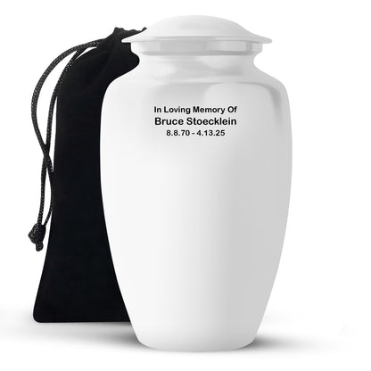 White Personalized White Cremation Urn for Human Ashes - Yatskia