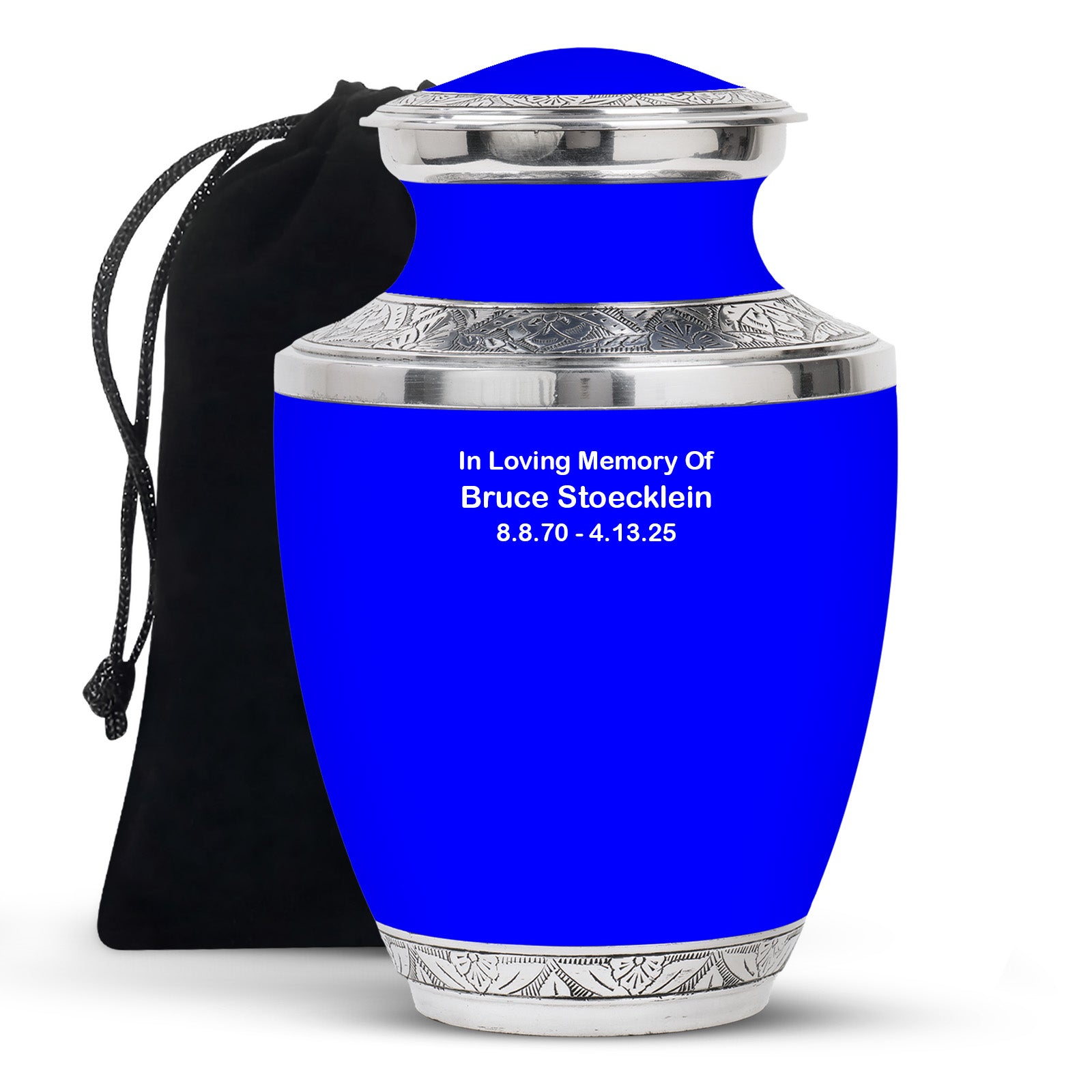 Plain Blue Cremation Custom Urn For Ashes - Large 10"
