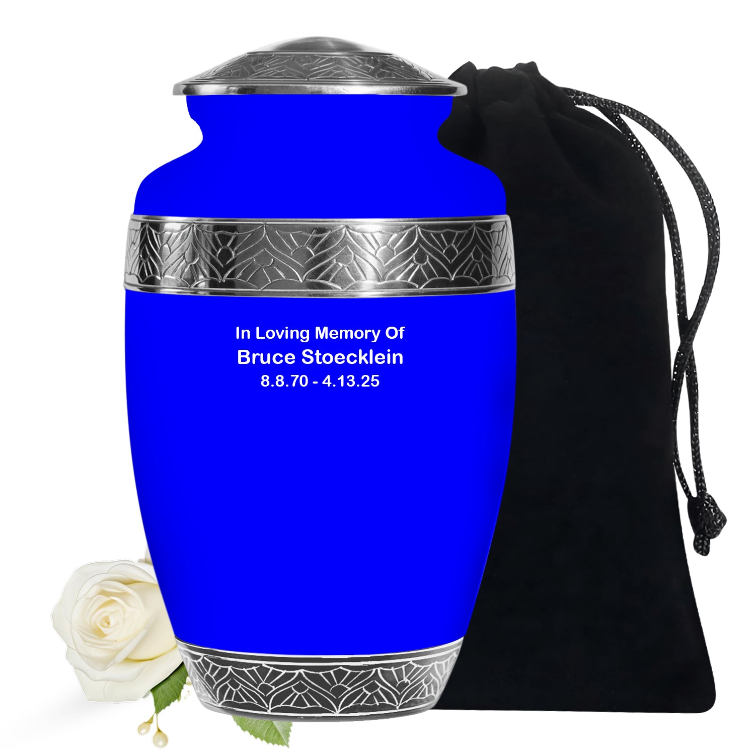 Plain Blue Cremation Custom Urn For Ashes - Large 10"