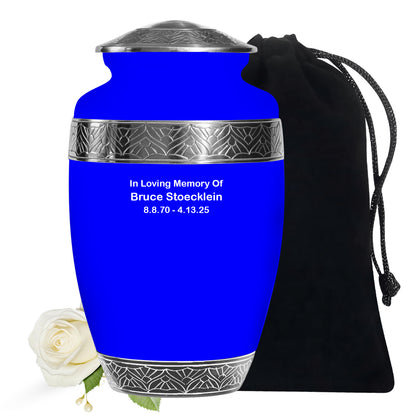 Blue Personalized Artistic Cremation Urn for Human Ashes - Yatskia