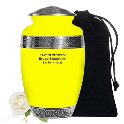 Yellow Personalized Artistic Cremation Urn for Human Ashes - Yatskia
