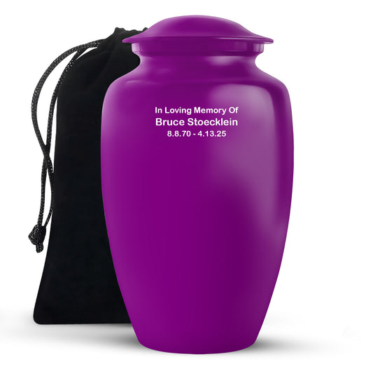 Purple Customizable Urn for Ashes – Personalized Purple Memorial Urn