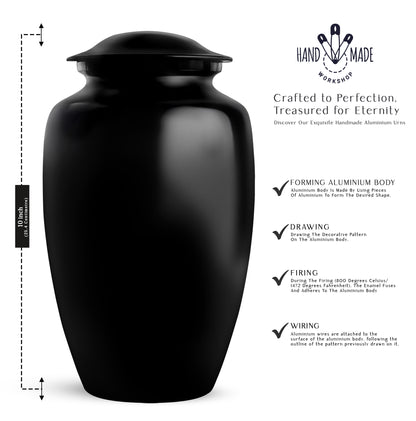 Black Memorial Urn for Loved One Cremation Keepsake