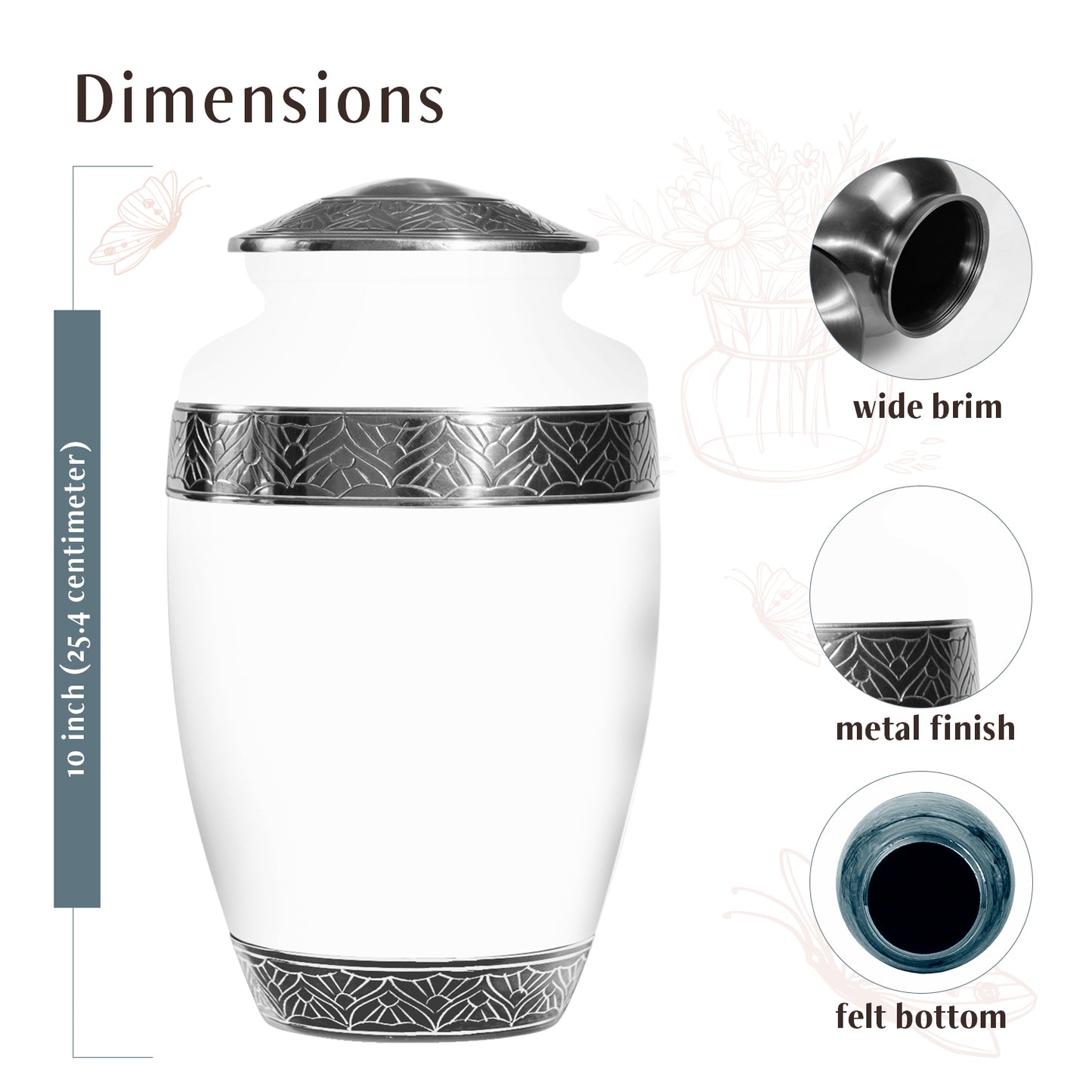 White Personalized White Cremation Urn for Human Ashes - Yatskia