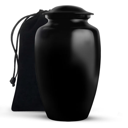 Black Personalized Artistic Cremation Urn for Human Ashes - 10-inch, 200 cu in - Yatskia