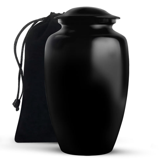 Black Personalized Artistic Cremation Urn for Human Ashes - 10-inch, 200 cu in - Yatskia