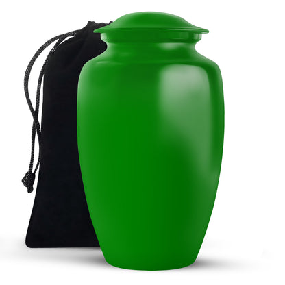 Green Personalized Artistic Memorial Urn for Adults - 10-inch, 200 cu in - Yatskia