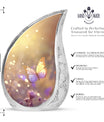 purple Butterfly & flower Urn - Sunset Memorial Urn For Funeral
