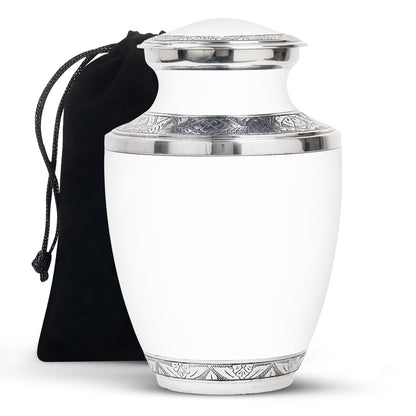 White Personalized White Cremation Urn for Human Ashes - Yatskia