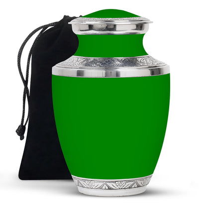 Green Personalized Artistic Memorial Urn for Adults - 10-inch, 200 cu in - Yatskia