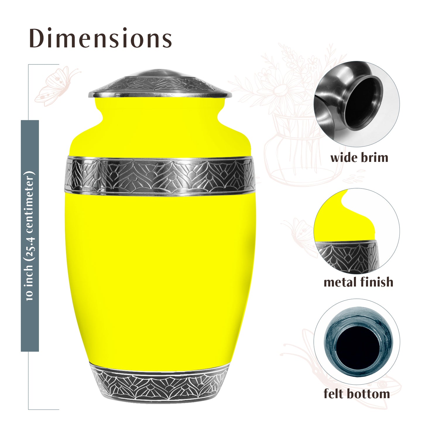 Yellow Personalized Artistic Cremation Urn for Human Ashes - Yatskia