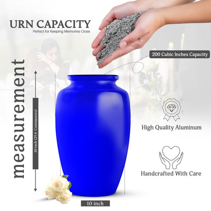 Blue Personalized Artistic Cremation Urn for Human Ashes - Yatskia