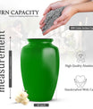 Green Custom Urn for Ashes – Personalized Plain Memorial Urns for Adults