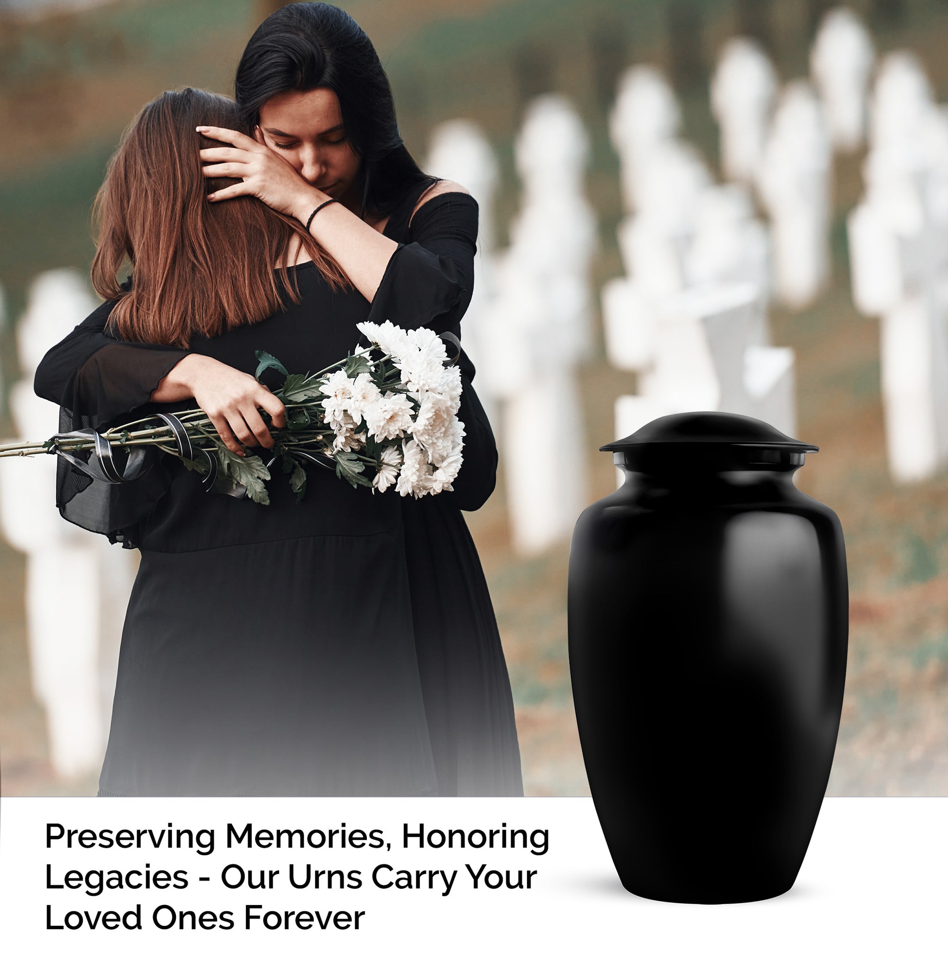 Black Personalized Urn - Beautifully Handcrafted Urns For Human Ashes
