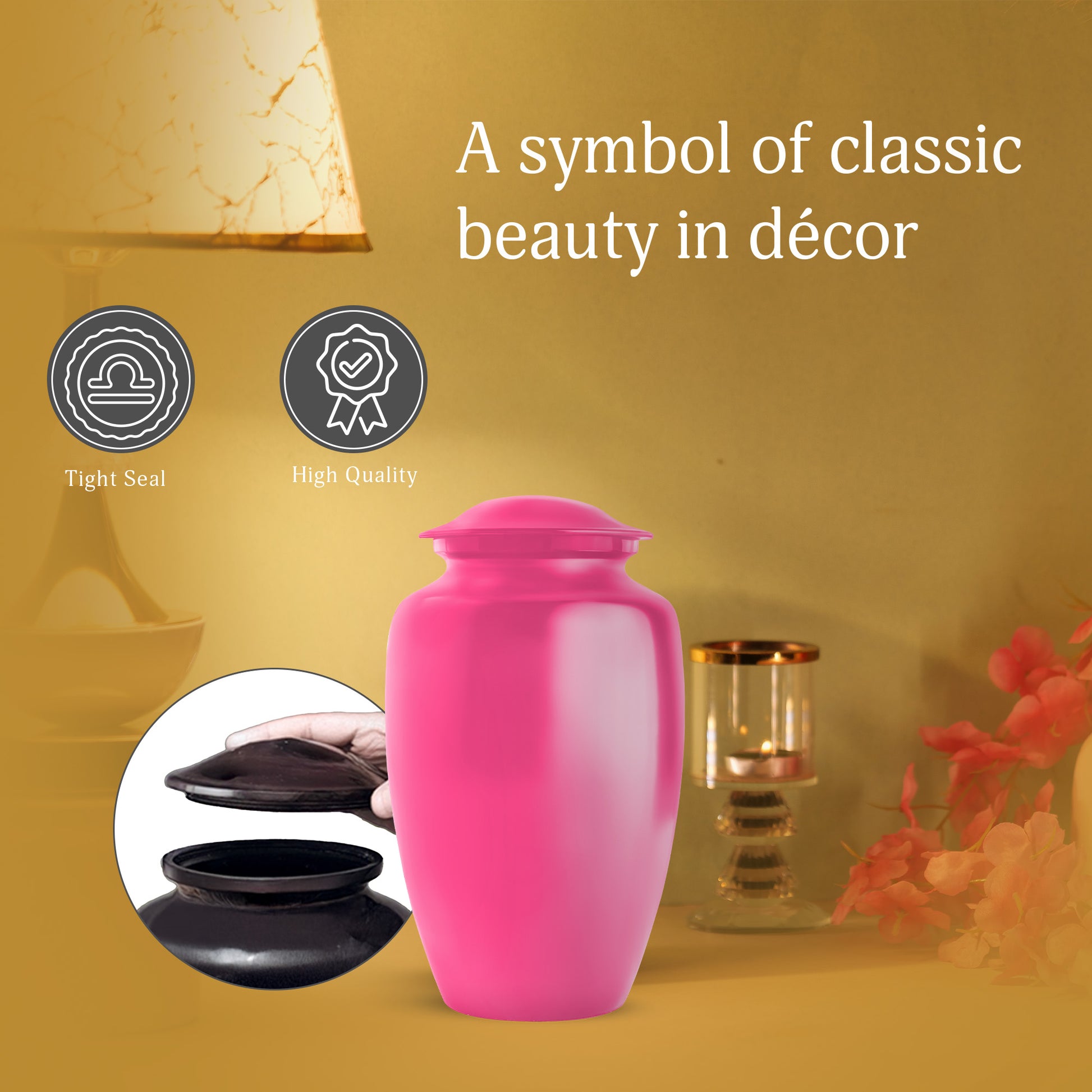 Bright Pink Large Customizable Cremation Urn for Adult Human Ashes