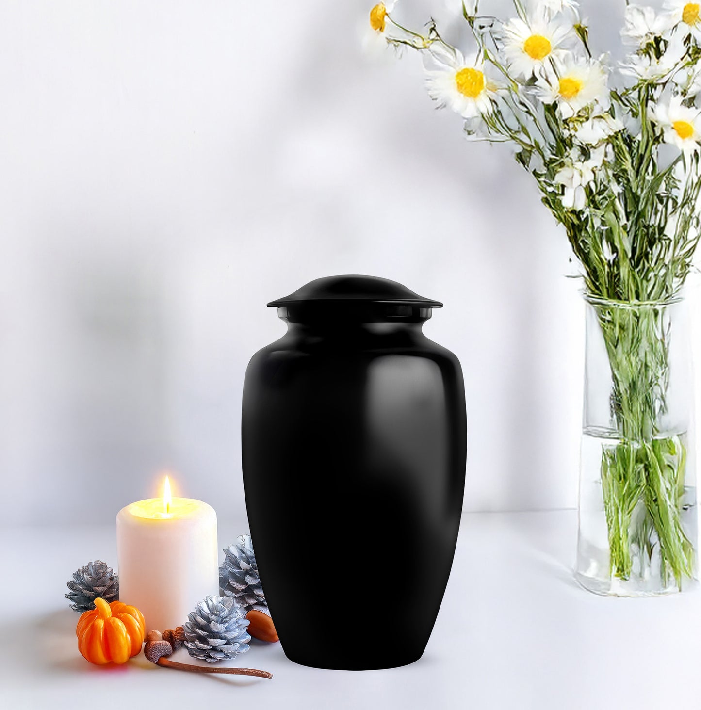 Black Memorial Urn for Loved One Cremation Keepsake