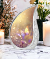 purple Butterfly & flower Urn - Sunset Memorial Urn For Funeral