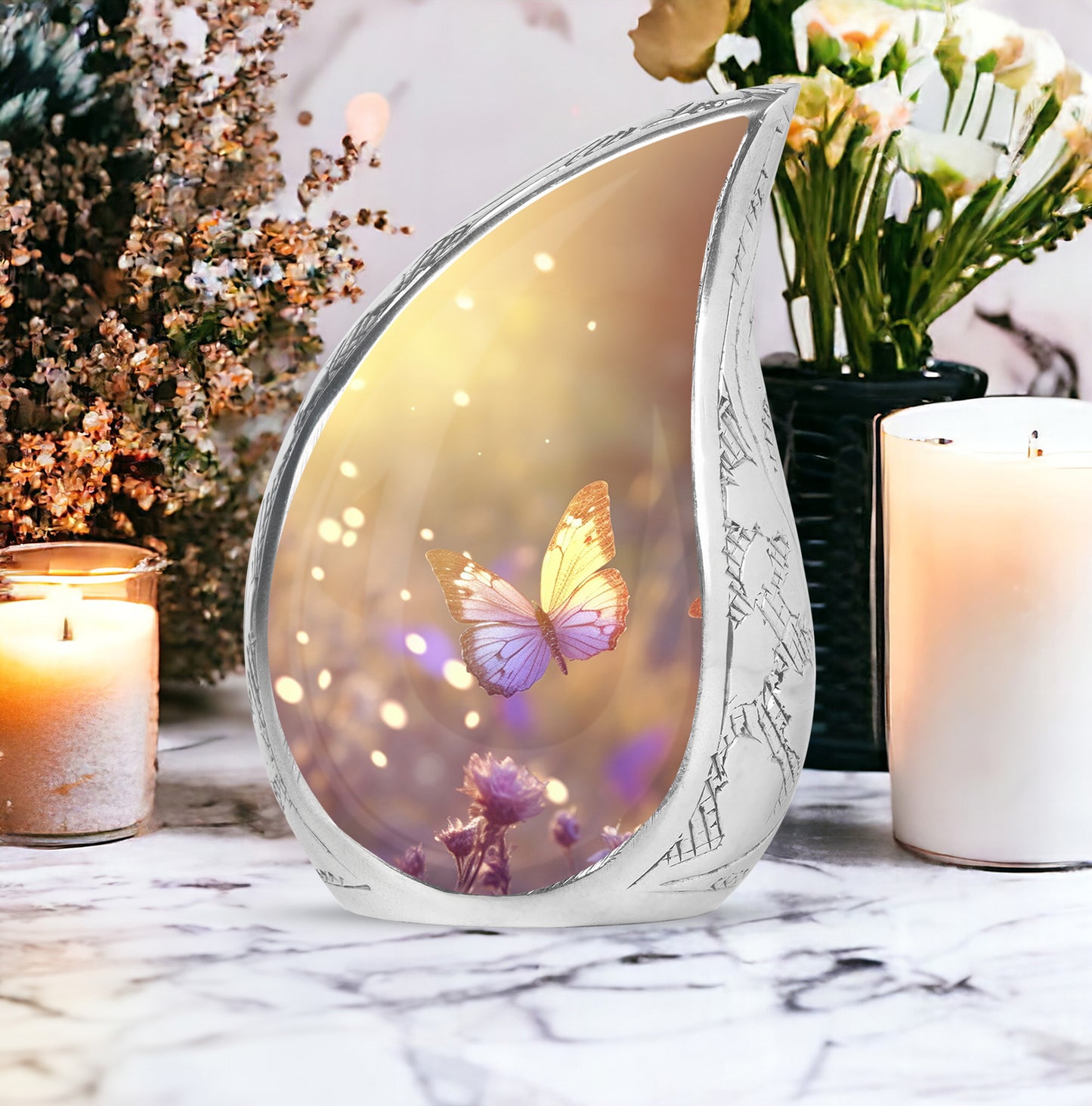 Purple Personalized Butterfly Cremation Urn for Human Ashes - Yatskia