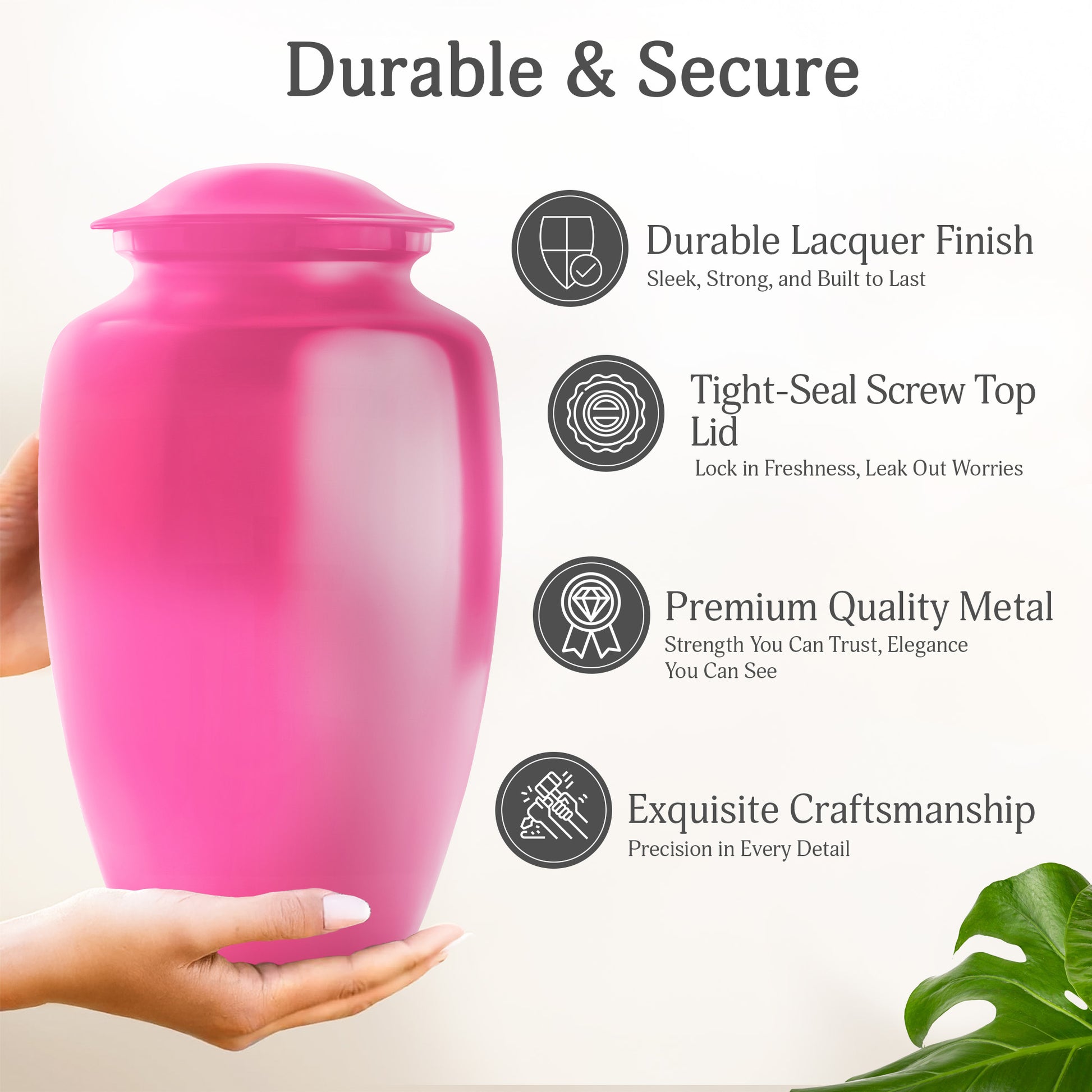 Bright Pink Large Customizable Cremation Urn for Adult Human Ashes