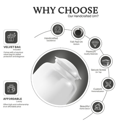 White Personalized White Cremation Urn for Human Ashes - Yatskia