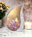 purple Butterfly & flower Urn - Sunset Memorial Urn For Funeral