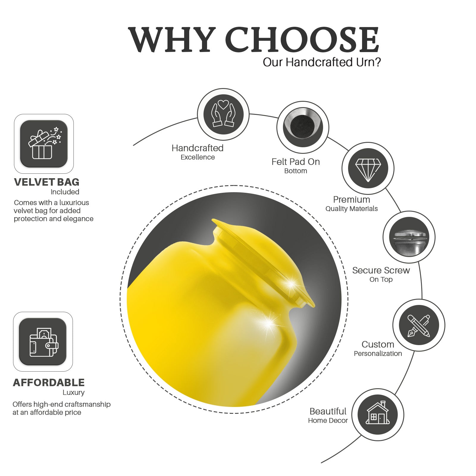 Plain Gold Custom Urn for Ashes – Personalized Urn For Funeral Ashes