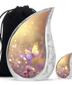 purple Butterfly & flower Urn - Sunset Memorial Urn For Funeral