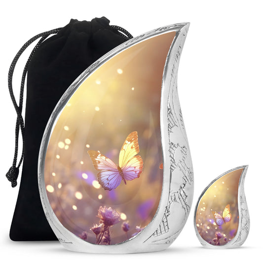 purple Butterfly & Cremation Urn - Memorial Urn For Funeral