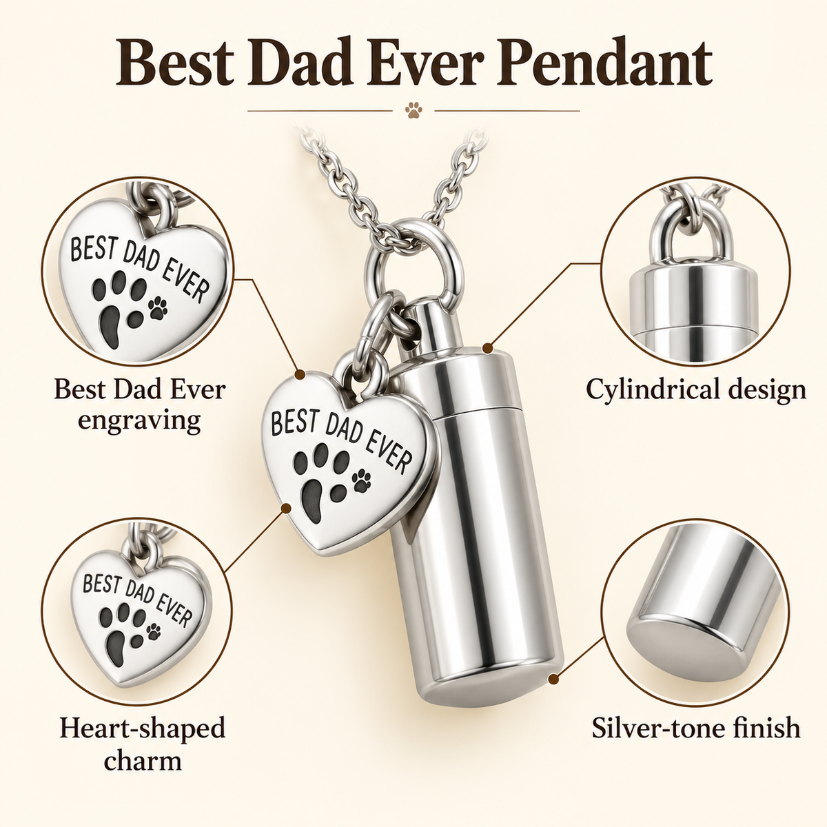 Dad Keepsake Necklace for Ashes | Memorial Urn Pendant