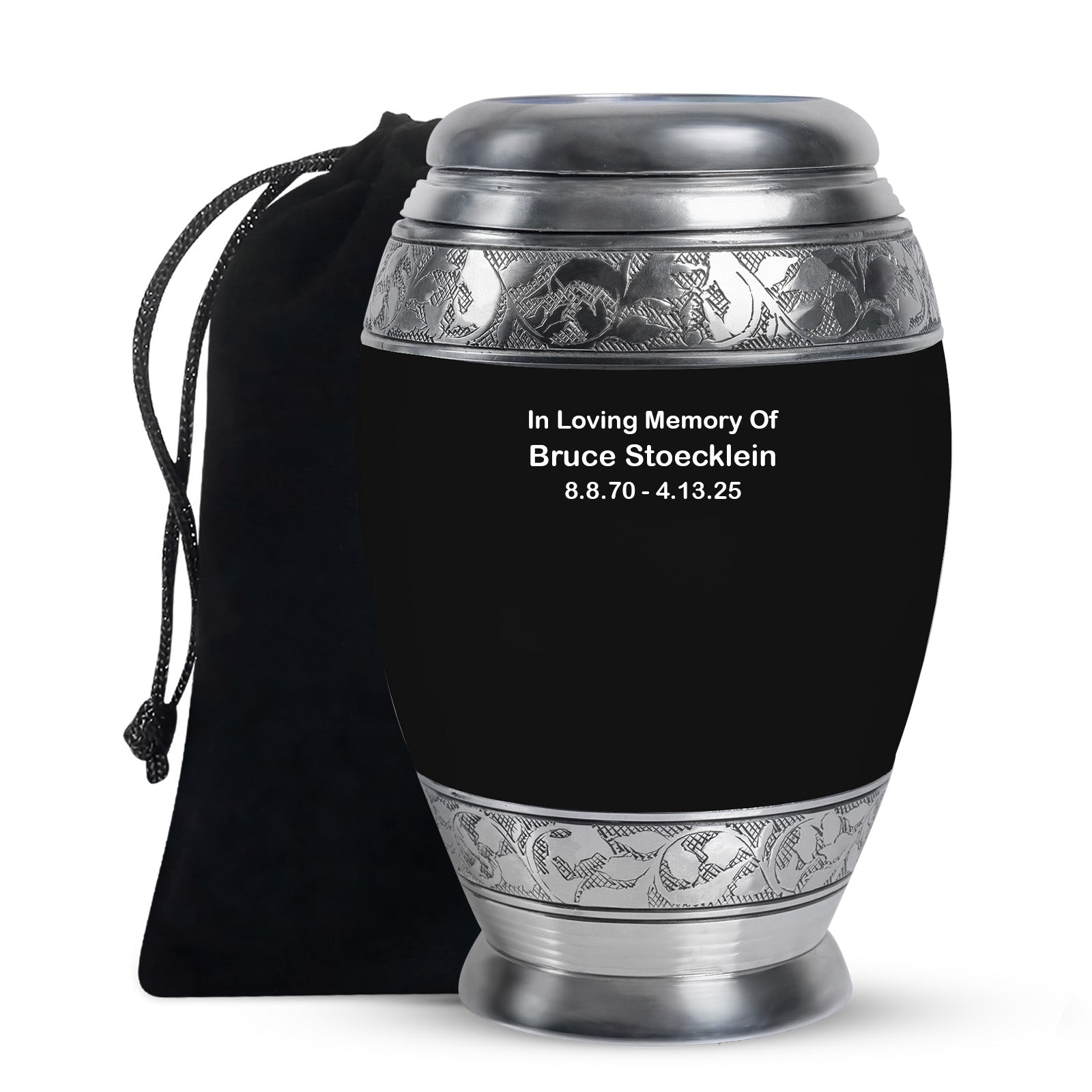 Black Custom Cremation Urn for Ashes - Customizable Urns For Ashes