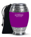 Purple Customizable Urn for Ashes – Personalized Purple Memorial Urn