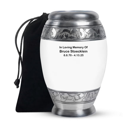White Personalized White Cremation Urn for Human Ashes - Yatskia