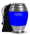 Plain Blue Cremation Custom Urn For Ashes - Large 10