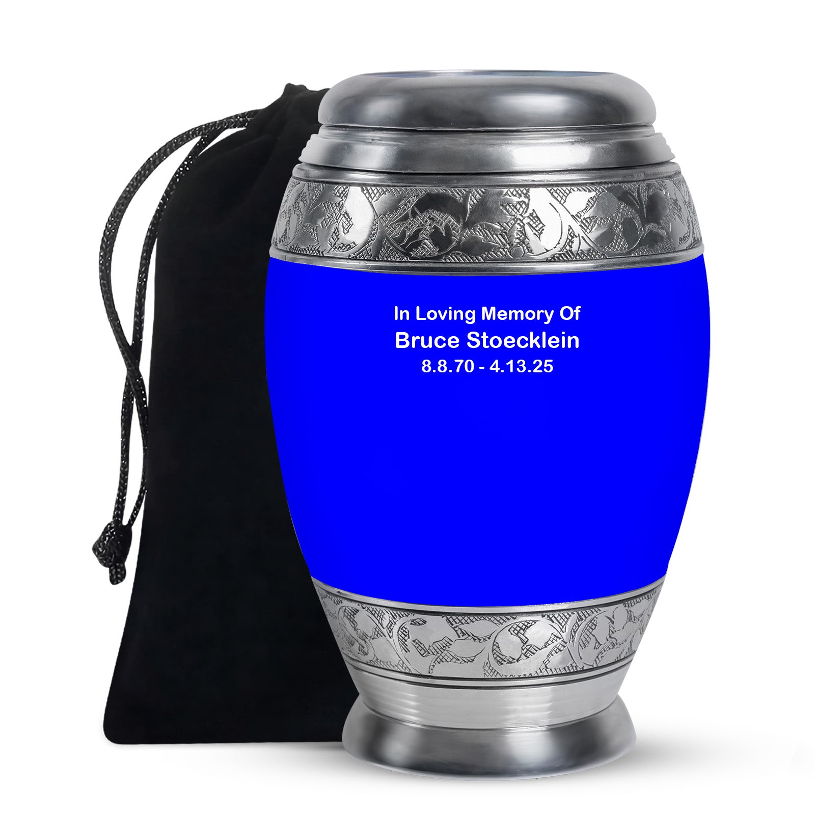 Plain Blue Cremation Custom Urn For Ashes - Large 10"