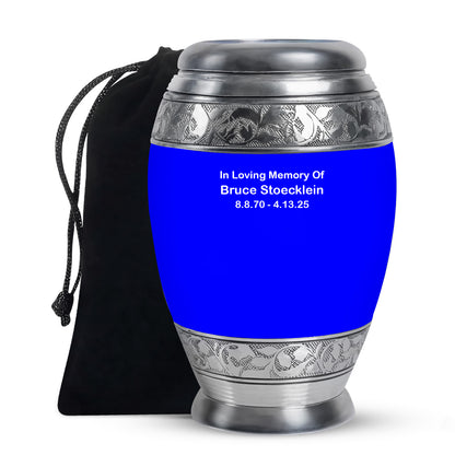 Blue Personalized Artistic Cremation Urn for Human Ashes - Yatskia