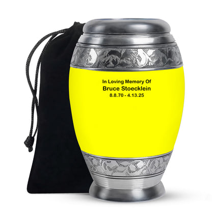 Yellow Personalized Artistic Cremation Urn for Human Ashes - Yatskia