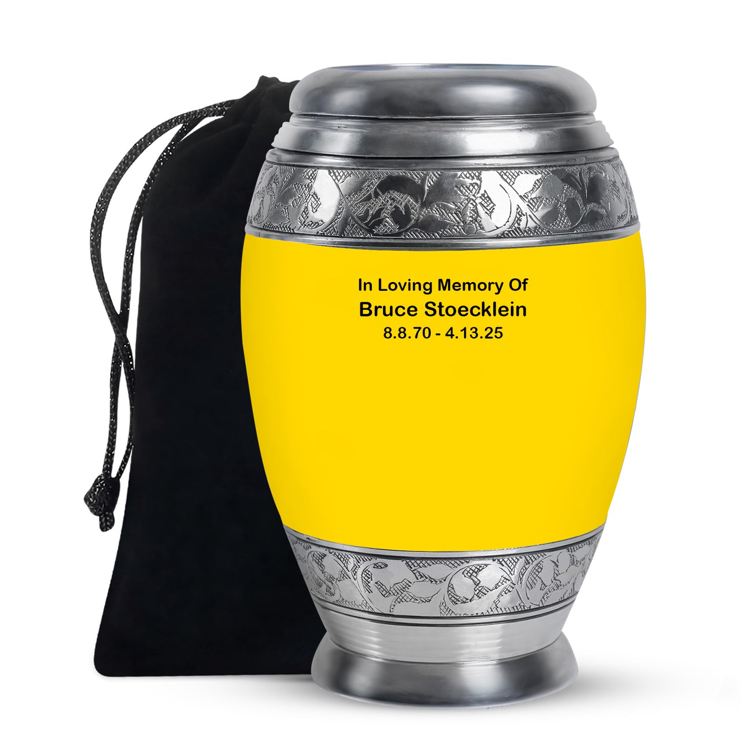 Gold Personalized Artistic Cremation Urn for Human Ashes - 10-inch, 200 cu in - Yatskia