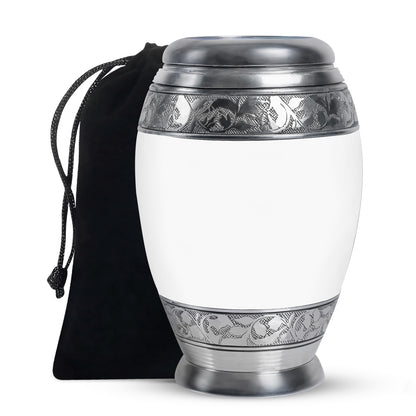 White Personalized White Cremation Urn for Human Ashes - Yatskia