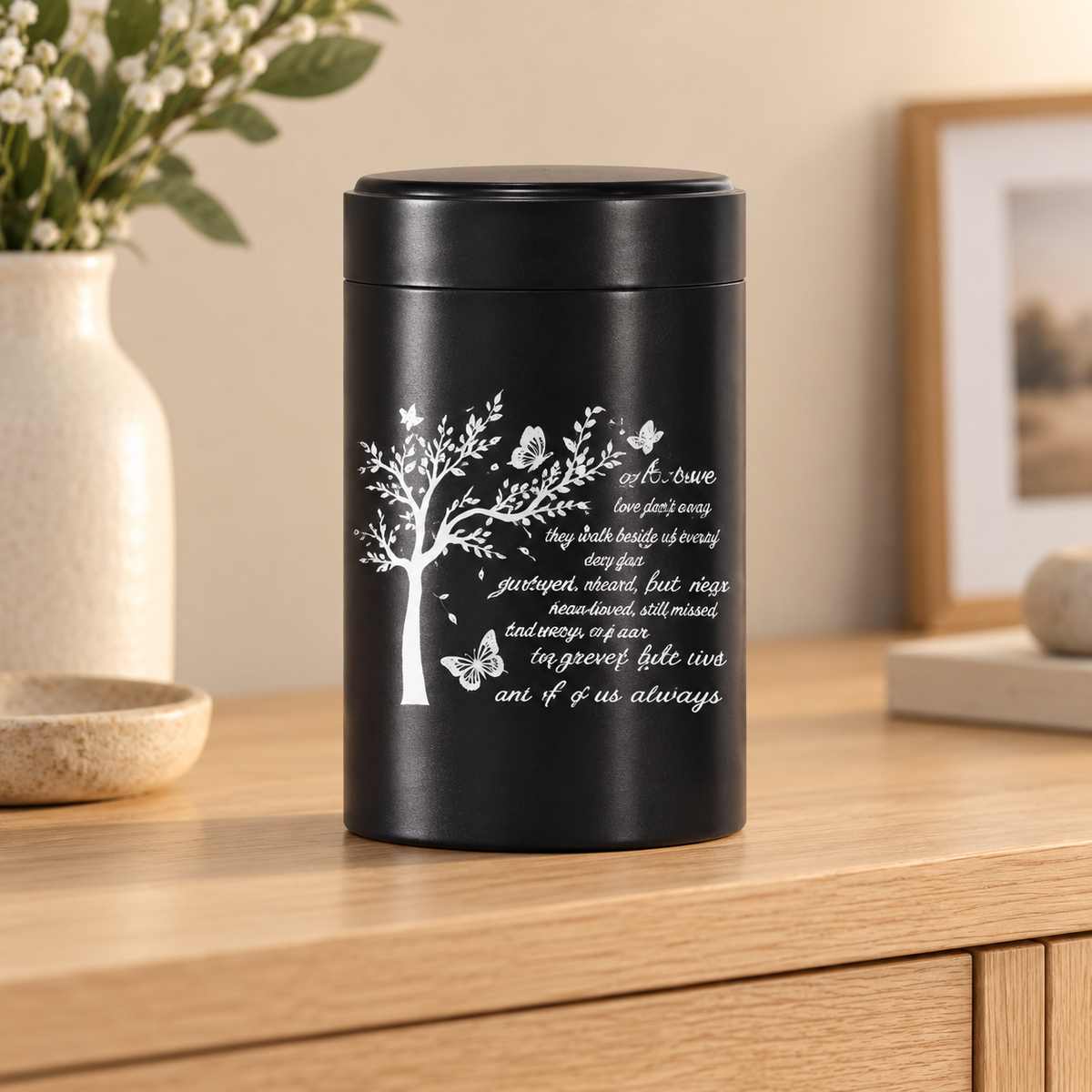 Black Stainless Steel Memorial Keepsake Urn