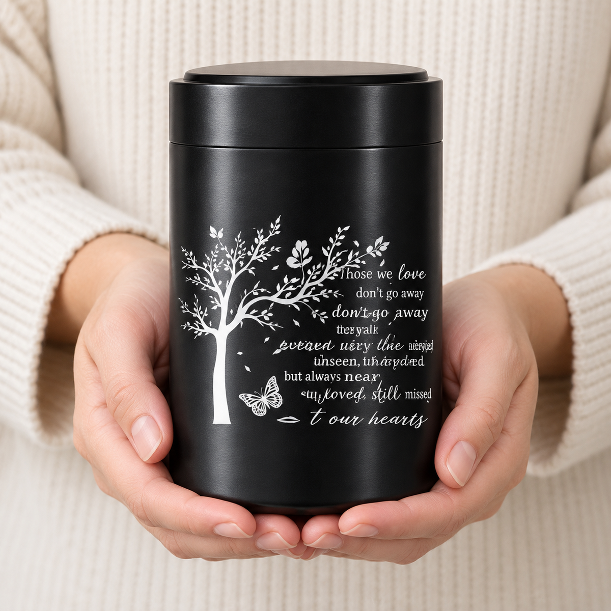 Black Stainless Steel Memorial Keepsake Urn